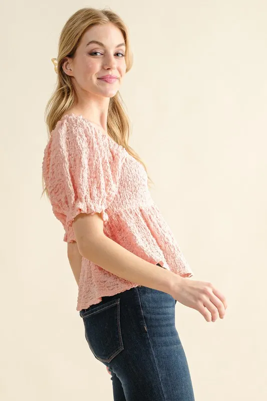 Lovely Textured and Smocked Top, image 3