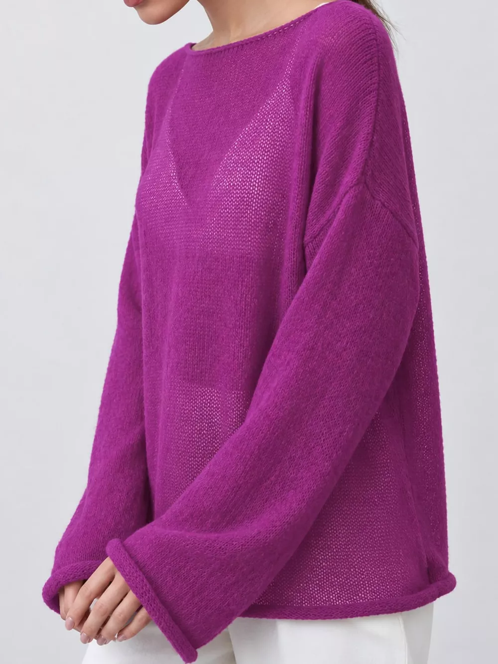 Lightweight Dropped Shoulder Knit Cover Up, image 51