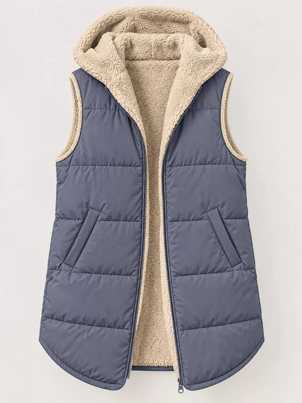Full Size Hooded Sherpa-Lined Puffer Vest Coat Plus Size, image 6