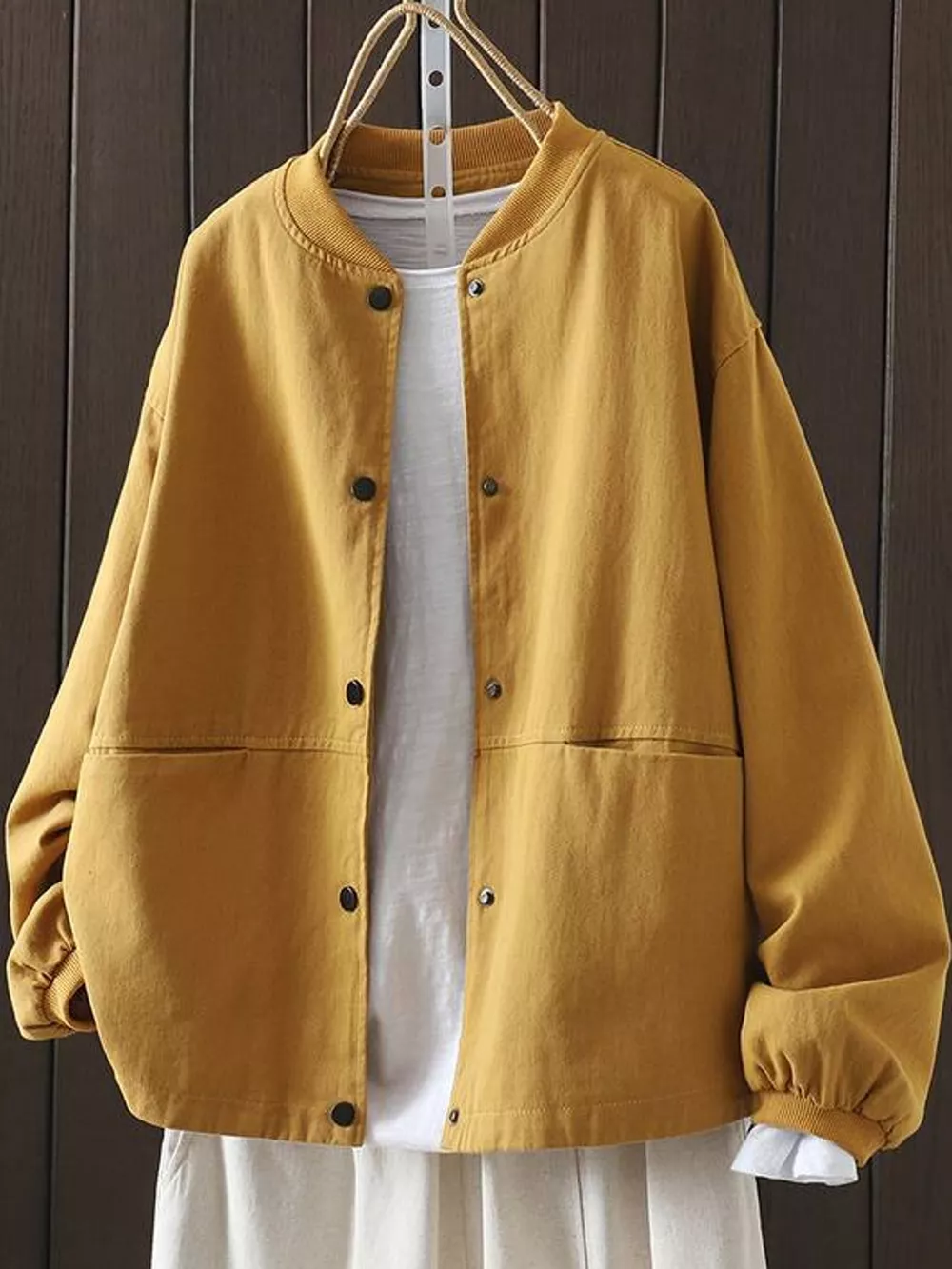 Snap Down Dropped Shoulder Jacket