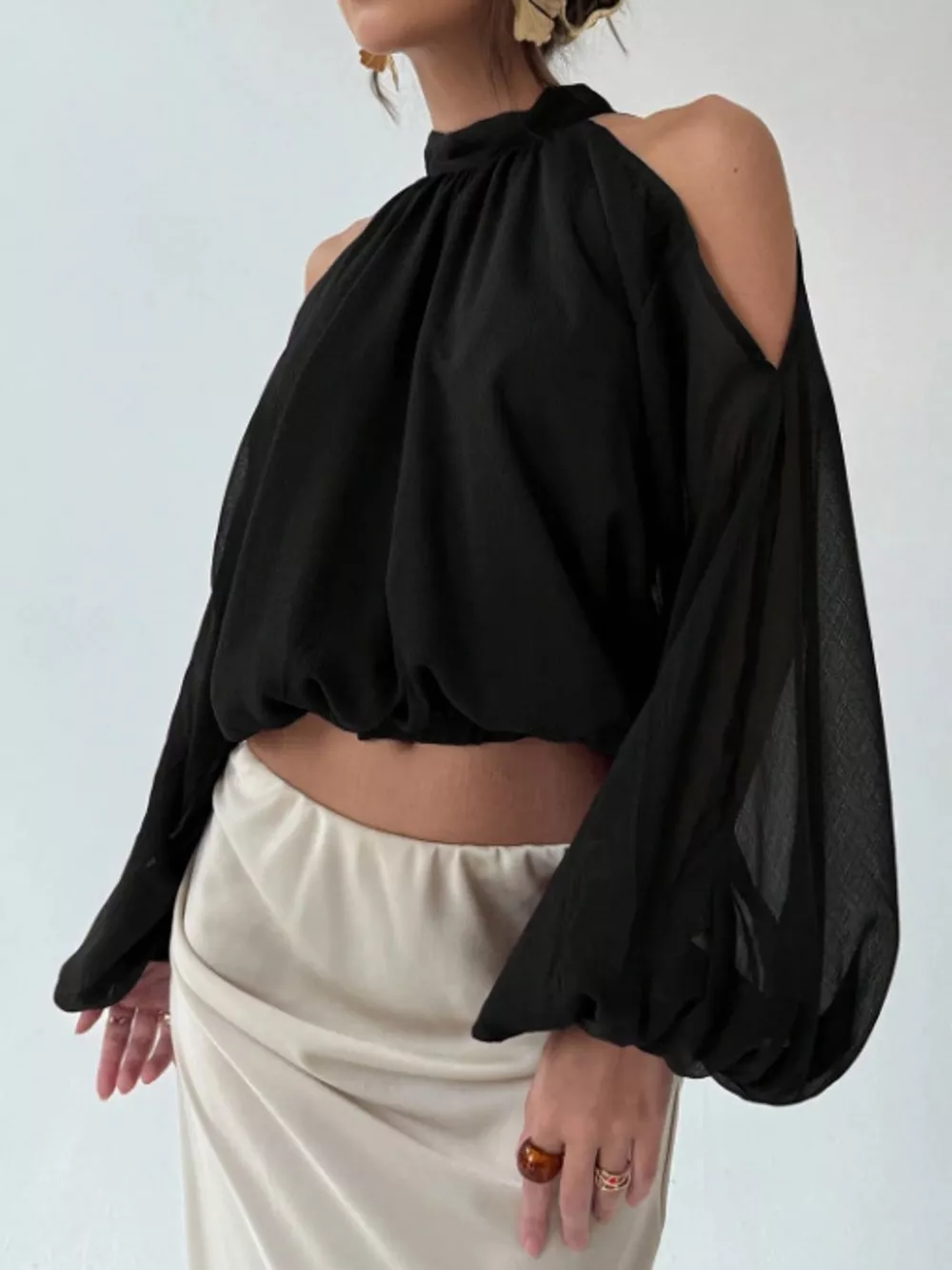 Cold-Shoulder Long Sleeve Blouse, image 7