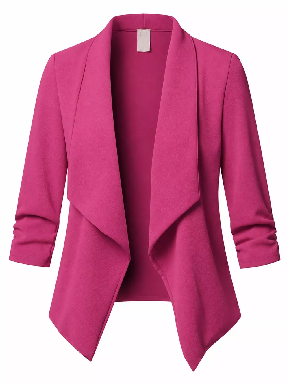 Full Size Open Front Drape Blazer with 3/4 Ruched Sleeves Plus Size, image 30