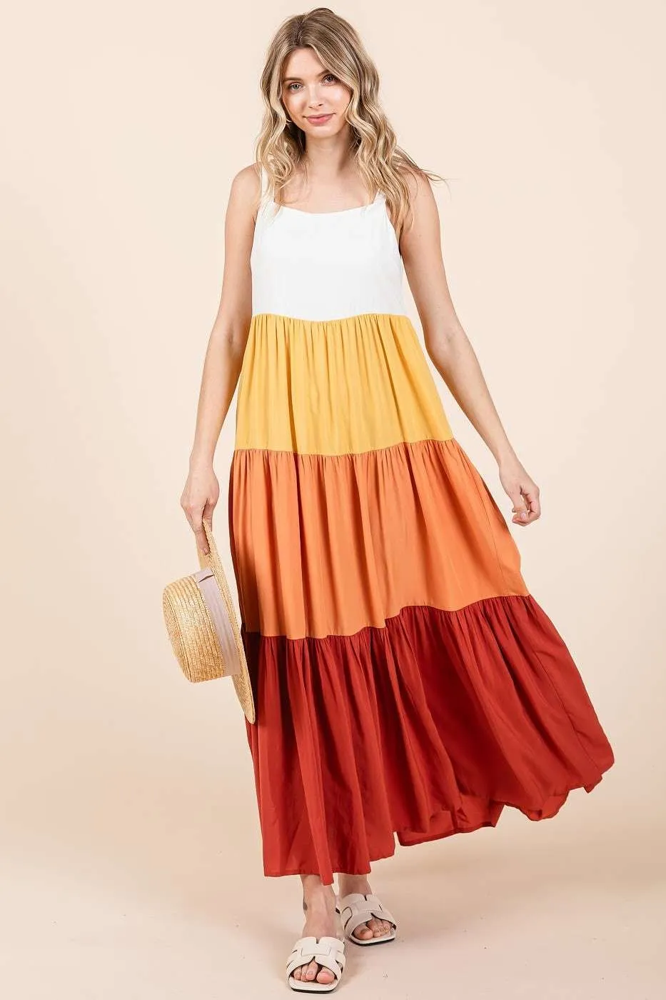 Color Block Tiered Pull-On Maxi Dress, image 4