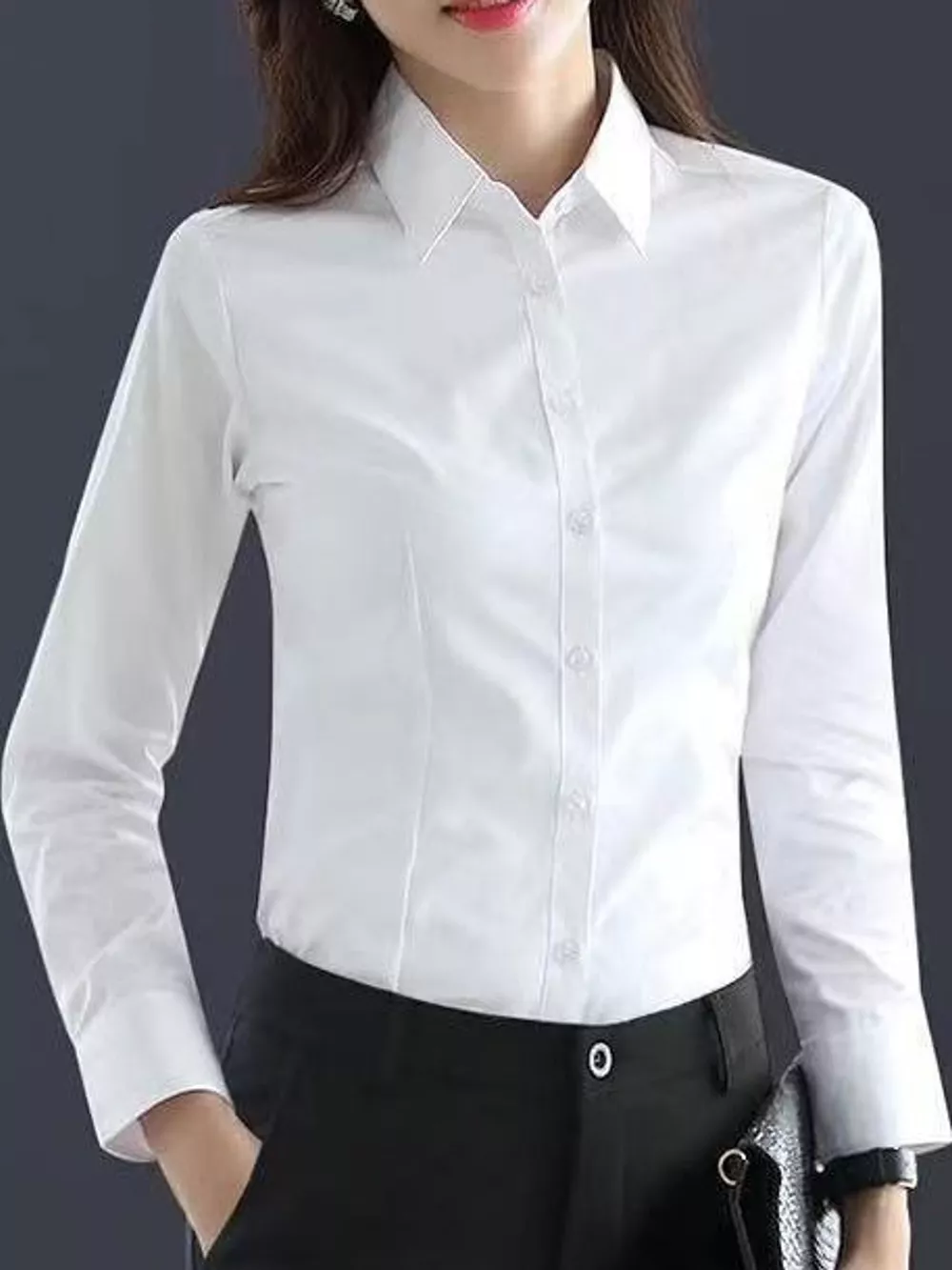 Full Size Classic Slim-Fit Button-Down Shirt Plus Size