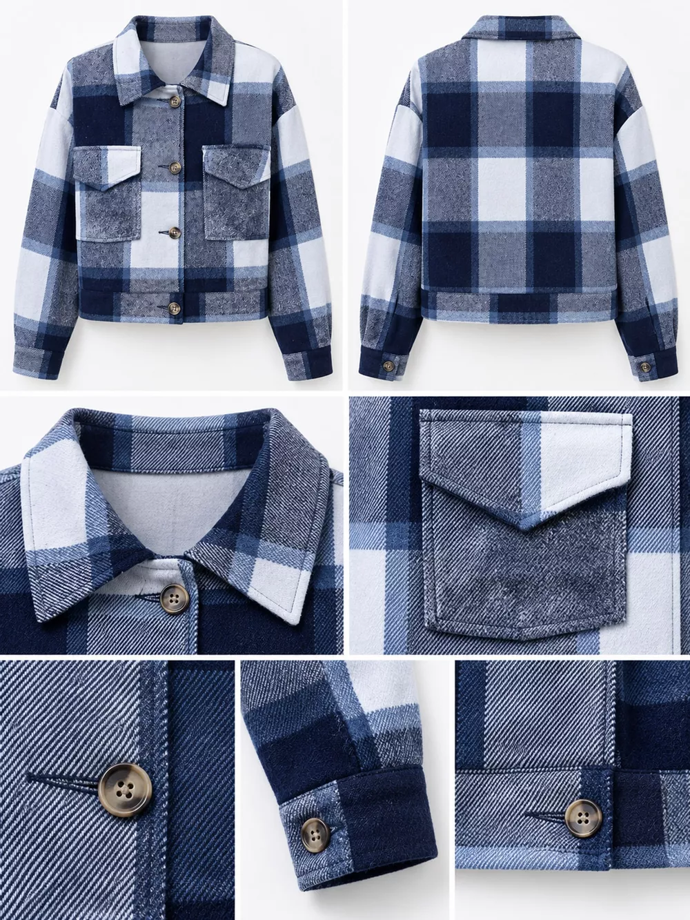 Plaid Button-Front Cropped Jacket, image 9