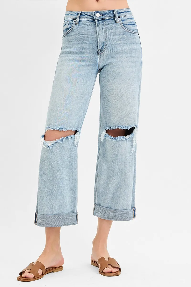 Full Size Mid Rise Fit Boyfriend Jeans with Cuff Plus Size, image 6