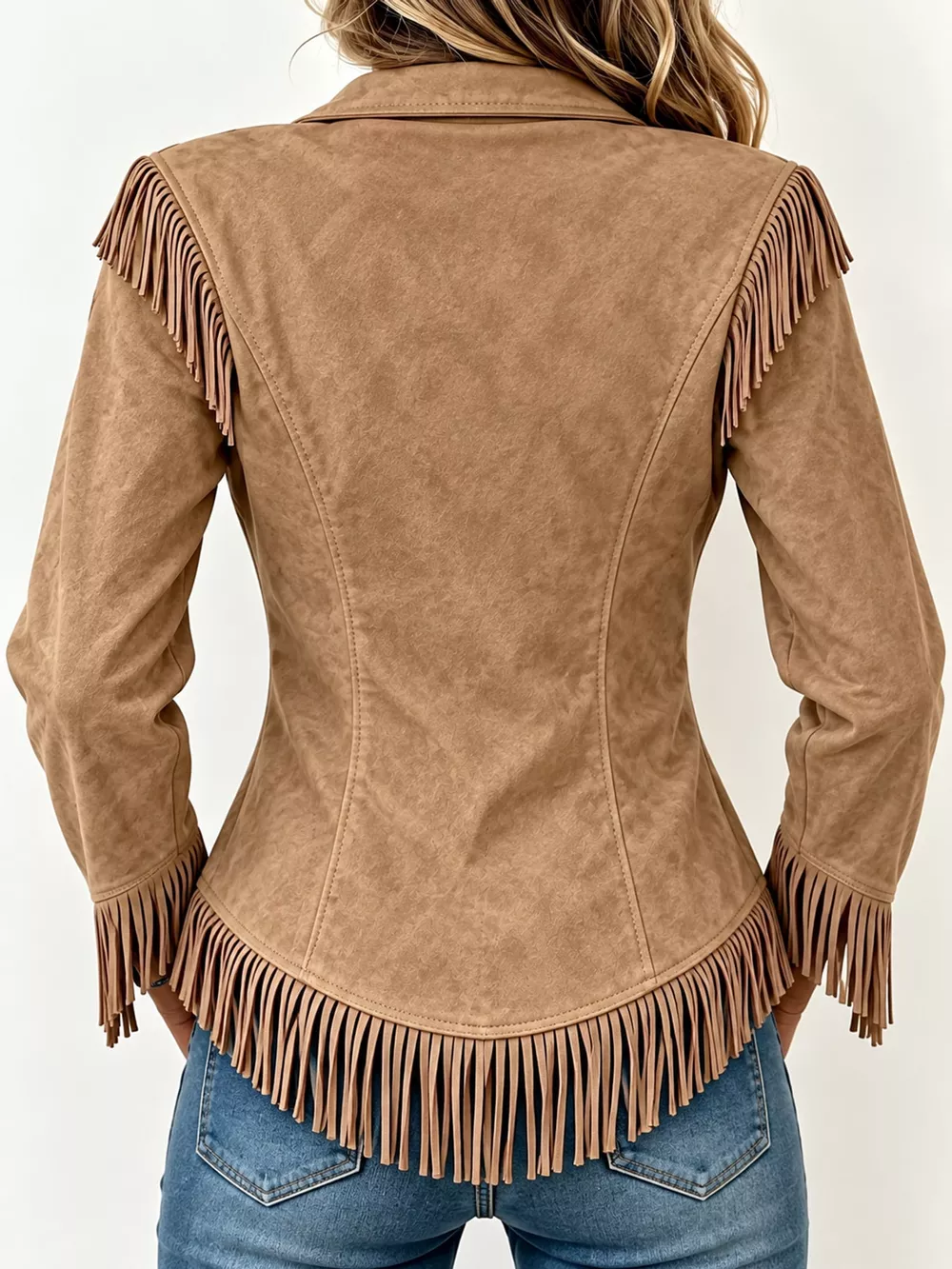 Full Size Fringed Button Up Shirt Plus Size, image 24