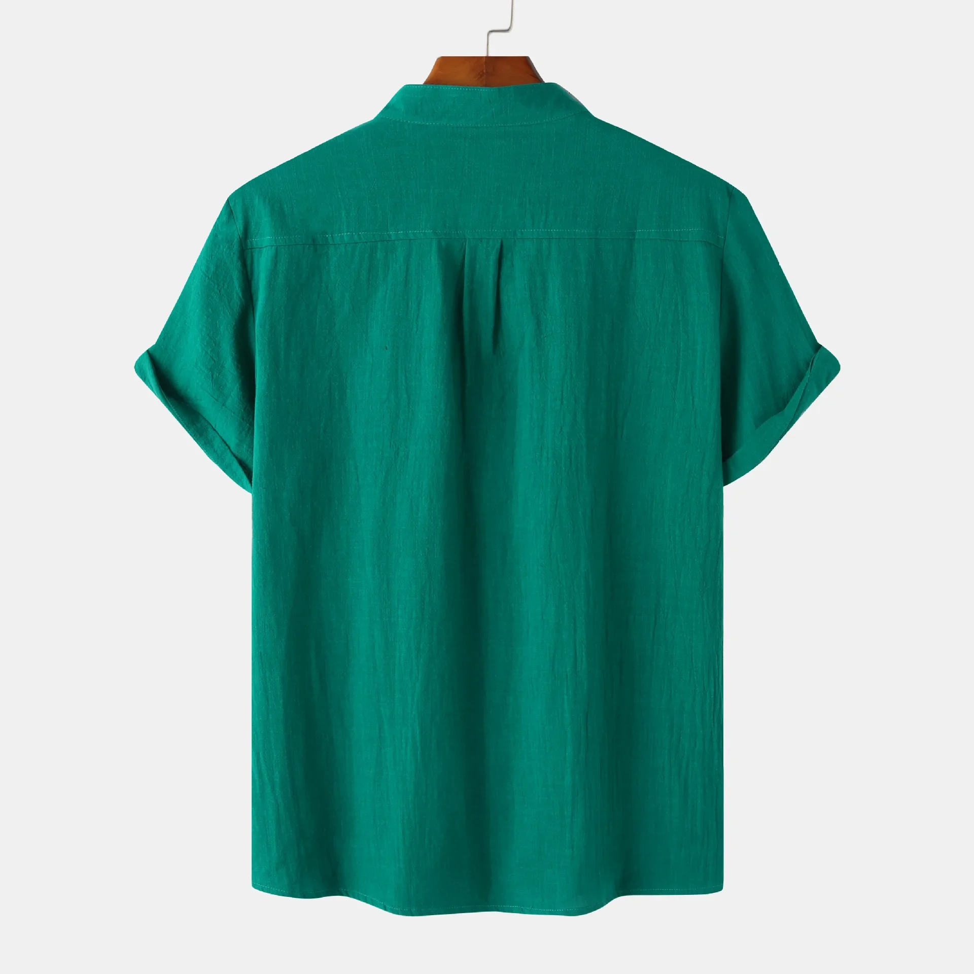 Men's Mandarin Collar Short Sleeve Henley Shirt, image 3