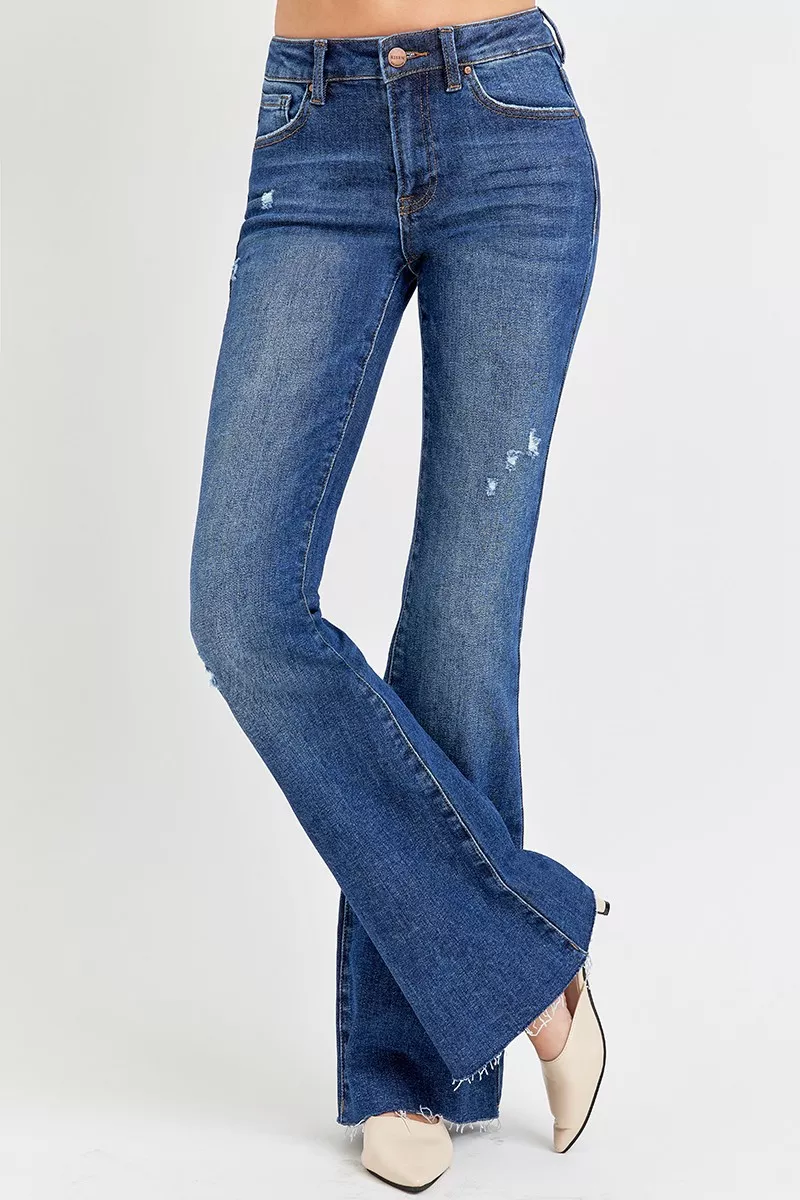 Full Size Distressed Mid Rise Flare Jeans Plus Size, image 7