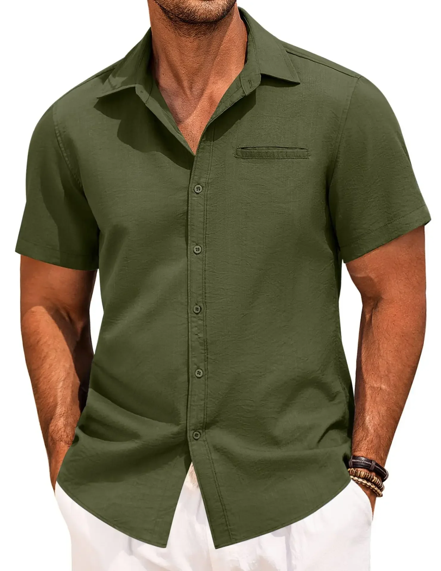 Men's Plus Size Classic Short Sleeve Button Down Shirt, image 3