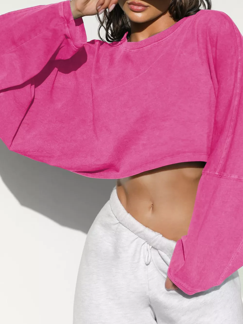 Long Sleeve Cropped Sweatshirt, image 2