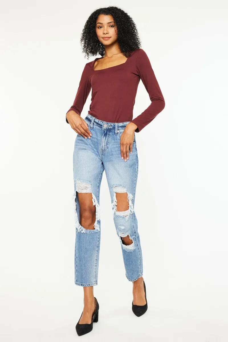 High Rise Distressed Boyfriend Jeans, image 6