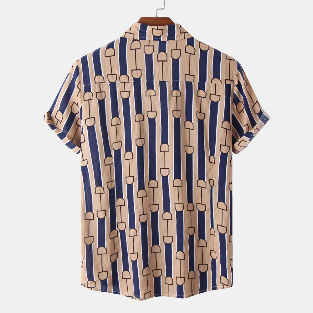 Men's Plus Size Printed Button Up Short Sleeve Shirt, image 2