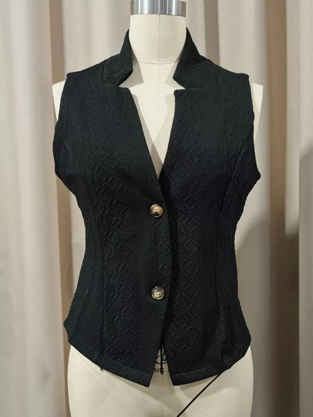 Textured Slim-Fit Button-Down Vest Coat, image 5