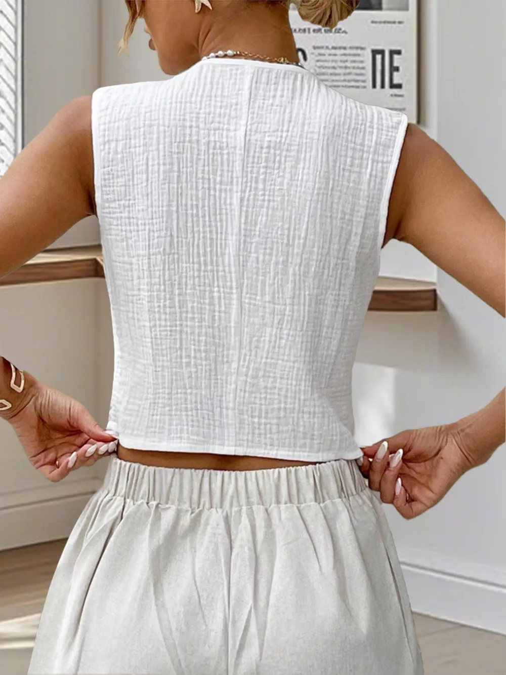 Textured Button-Down Vest, image 3