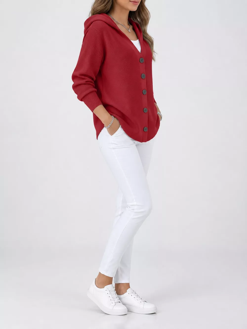 Full Size Hooded Button-Down Knit Cardigan Plus Size, image 13
