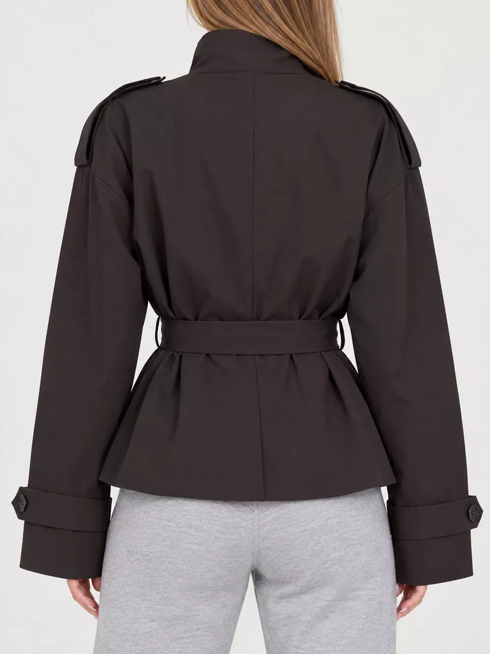 Full Size Double-Breasted Belted Trench Outerwear Plus Size, image 16