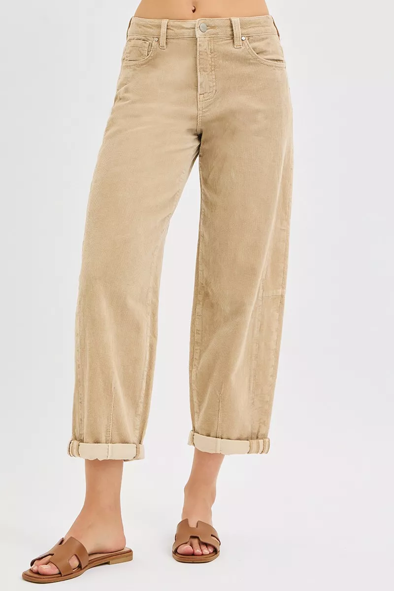 High Rise Crop Barrel Cordurory Pants, image 6