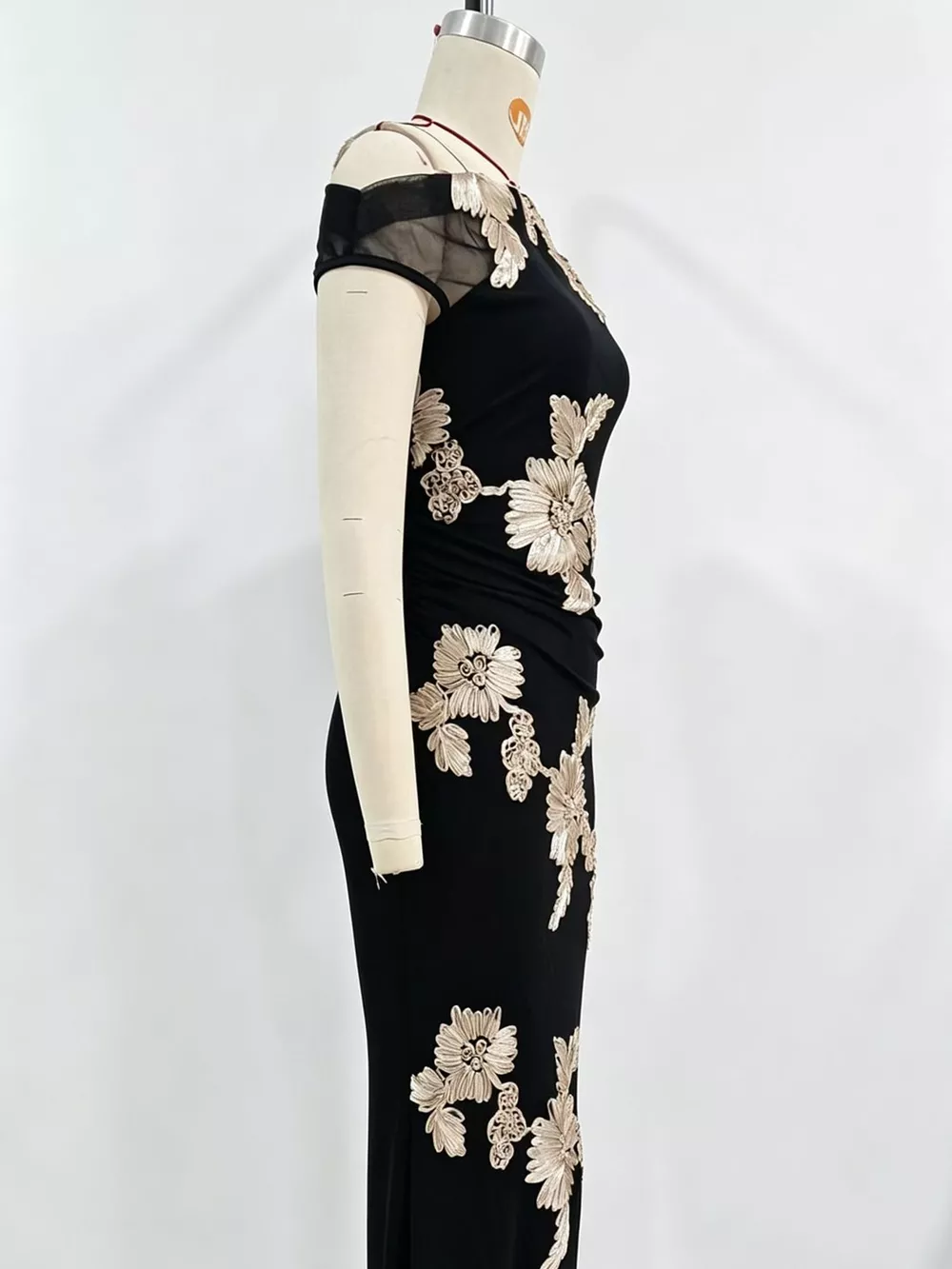 One-Shoulder Floral Embroidered Maxi Dress, image 18