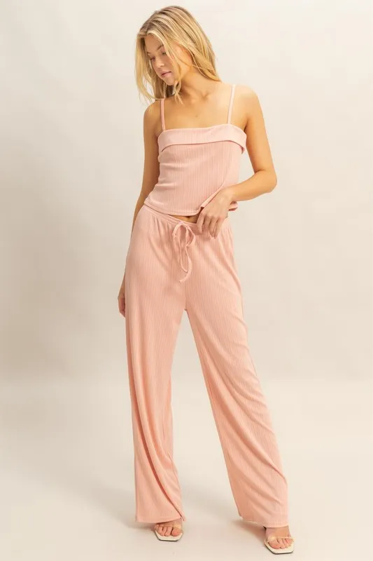 Rib Knit Cami Top and Pants Set, image 2