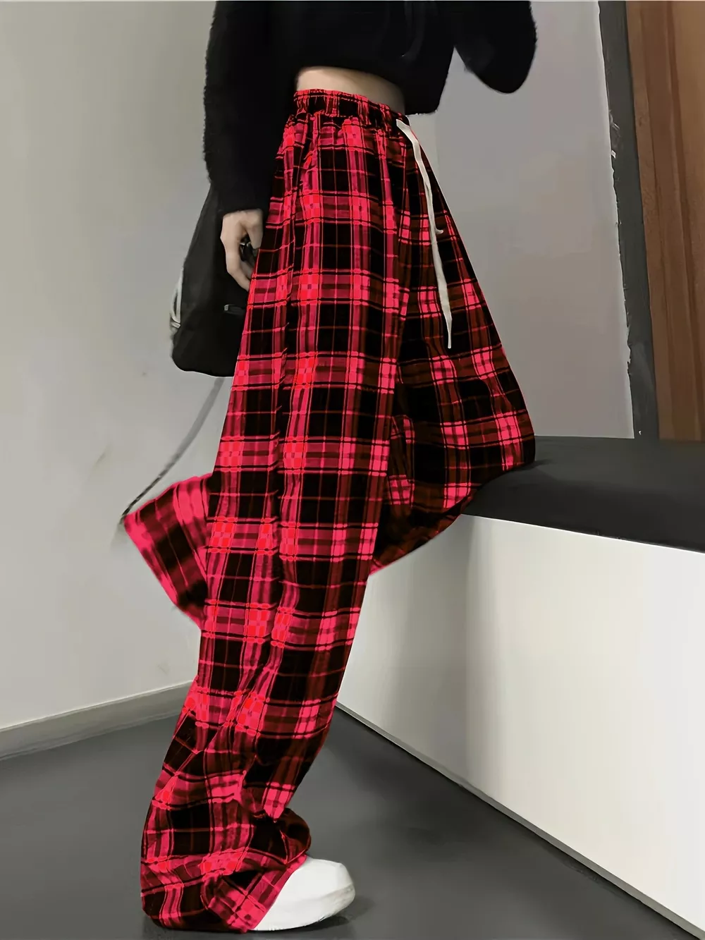 Plaid High Waist Wide Leg Pants, image 5