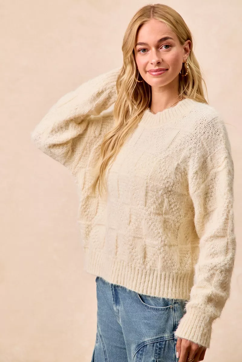 Checker Board Drop Shoulder Sweater, image 21