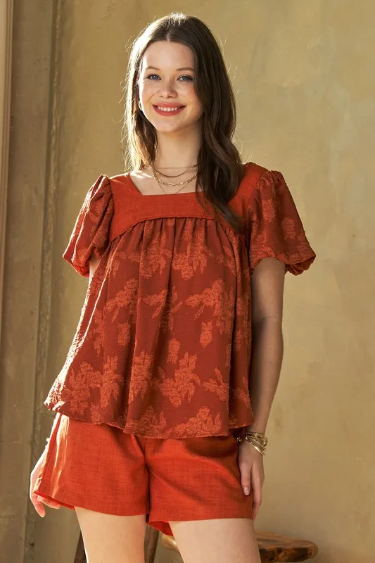 Nature Printed Square Neck Puff Sleeve Blouse, image 5