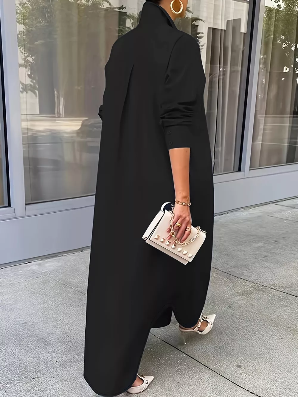 Plus Size Longline Button-Down Shirt, image 10