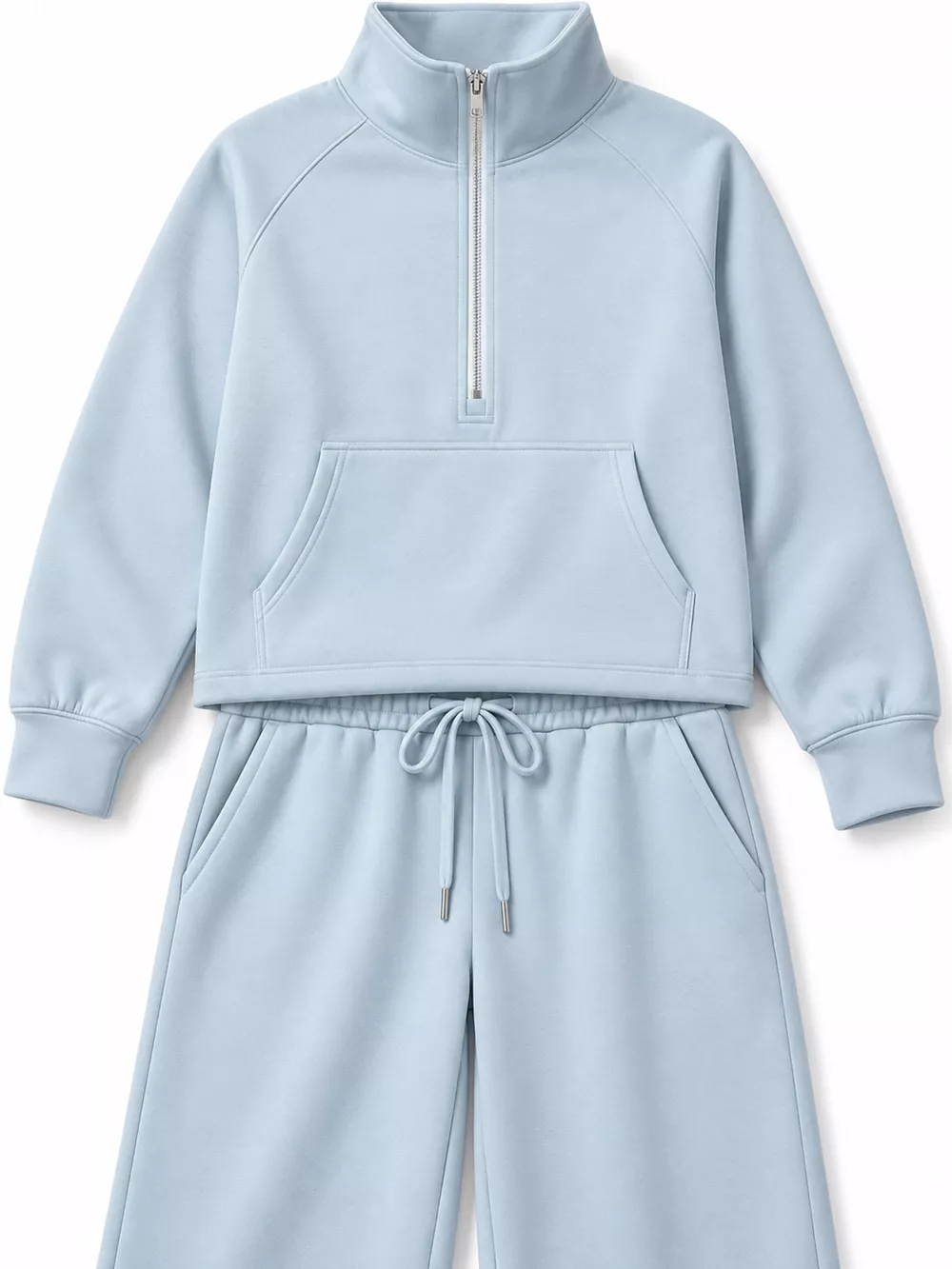 Half-Zip Sweatshirt and Wide-Leg Pants Set, image 34