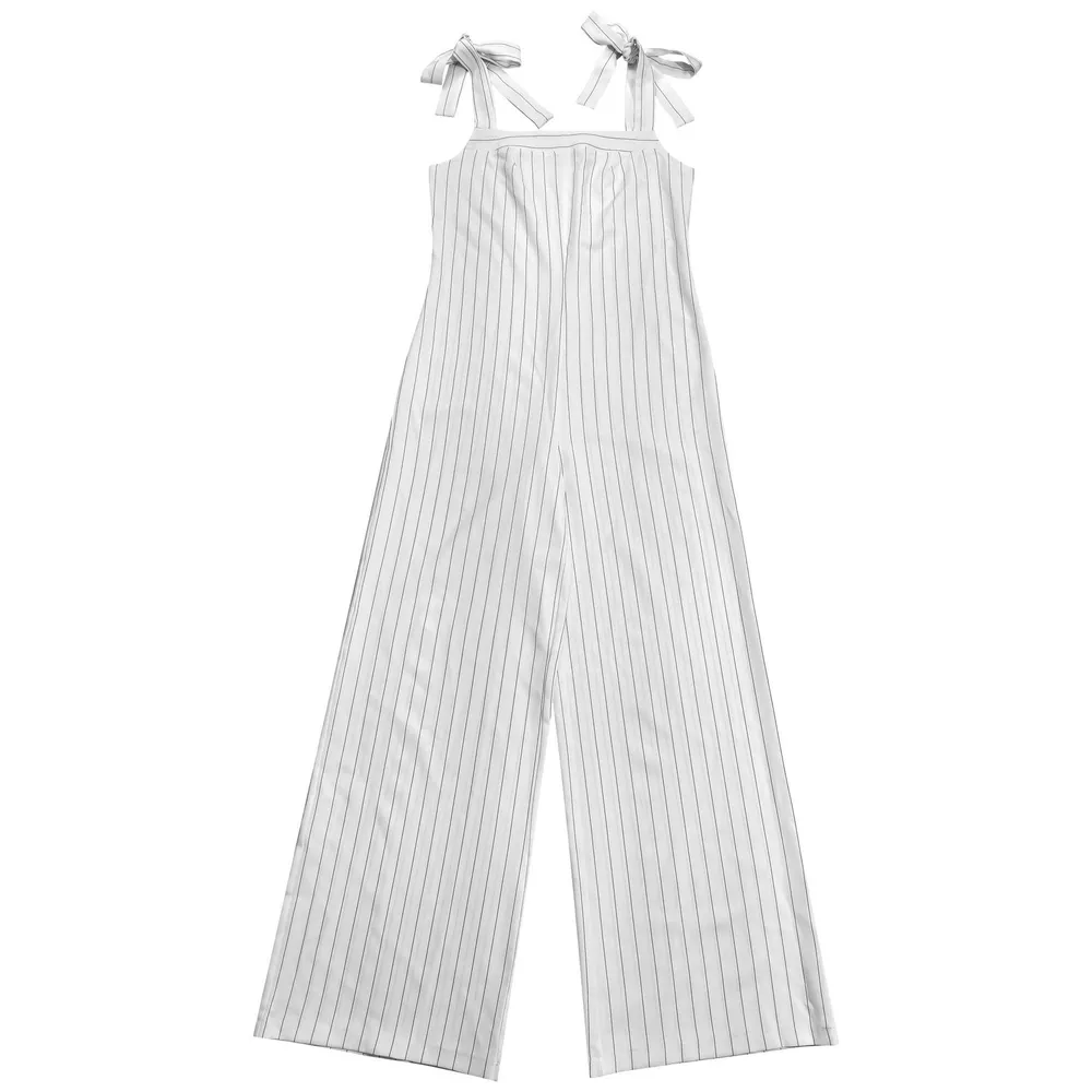 Striped Tie-Shoulder Wide Leg Jumpsuit, image 4