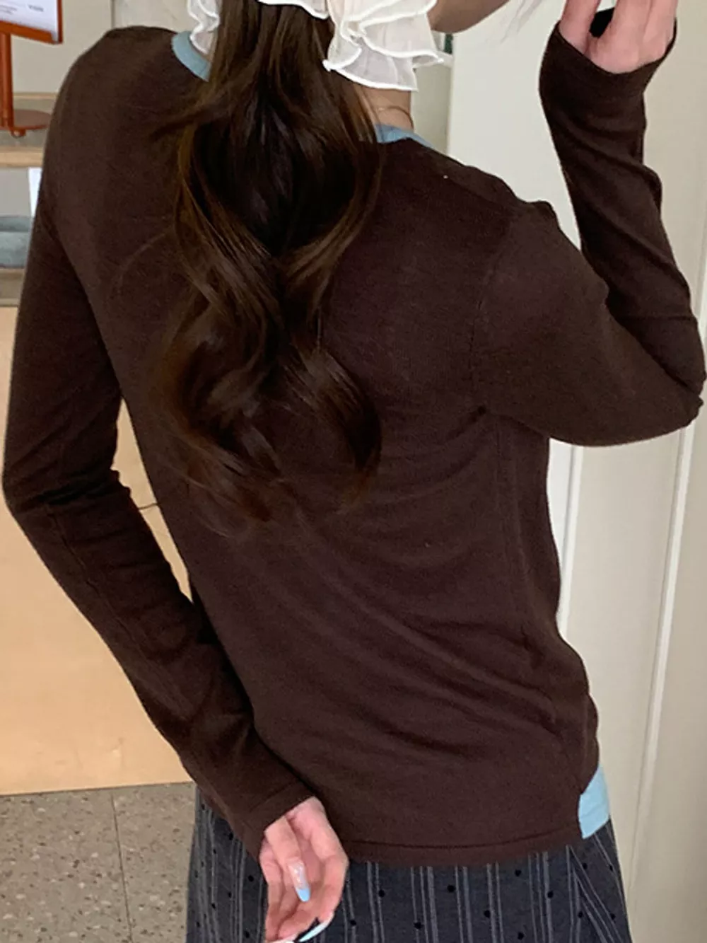 Layered Look Long Sleeve Knit Top, image 12