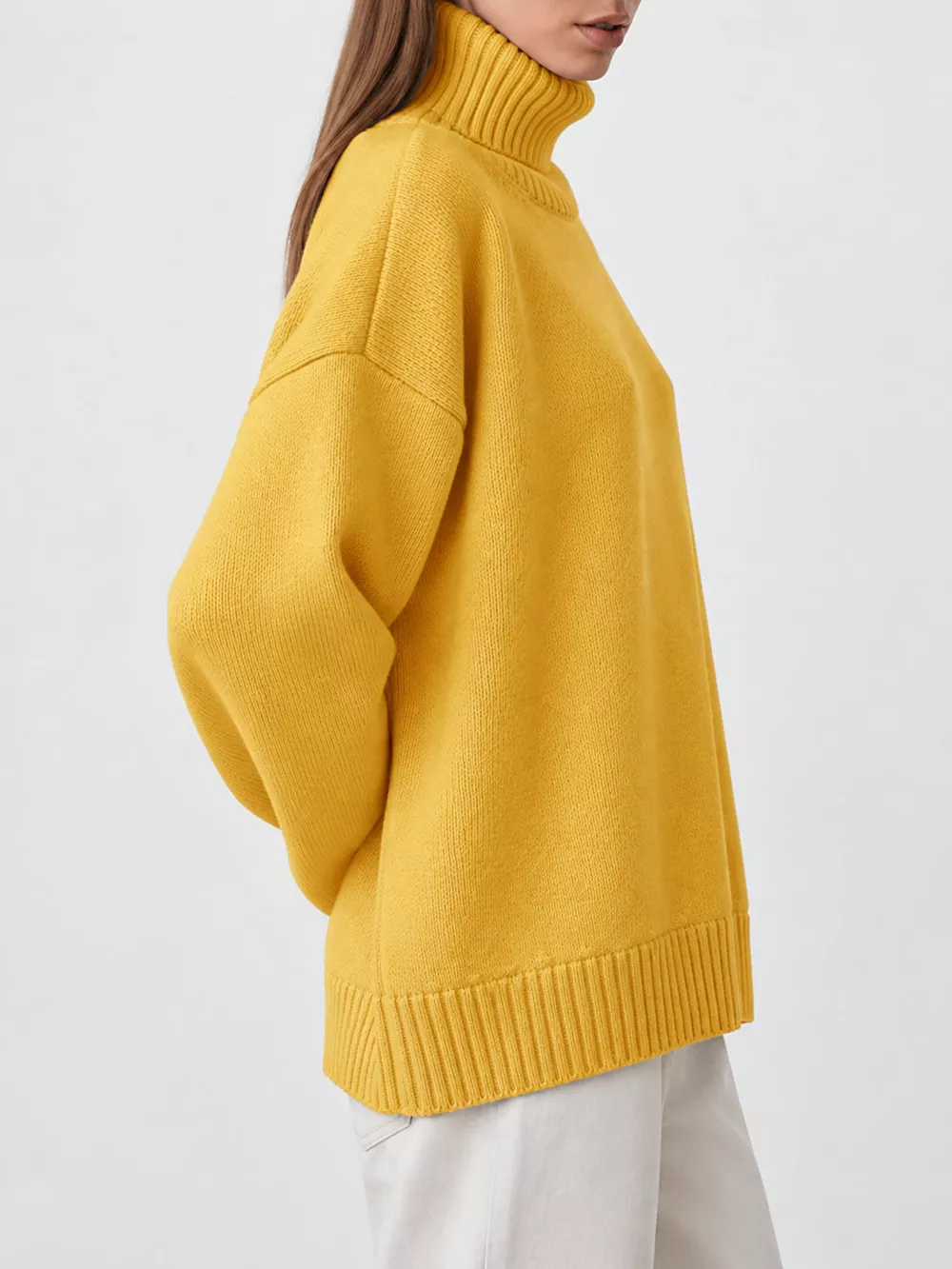 Oversized Turtleneck Dropped Shoulder Sweater, image 30