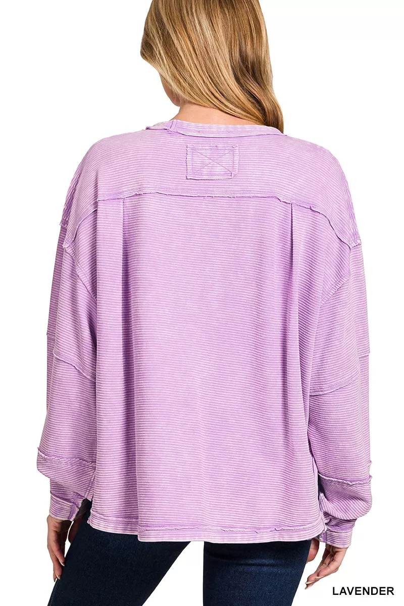 Acid Washed Exposed-Seam Sweatshirt, image 3
