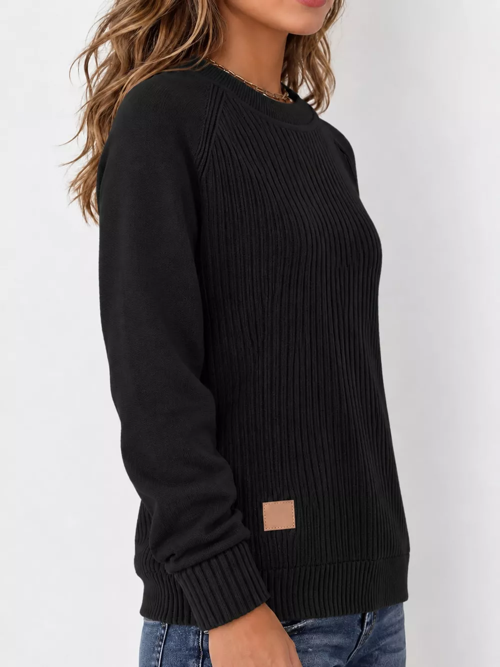 Full Size Ribbed Knit Raglan Sleeve Sweater Plus Size, image 14