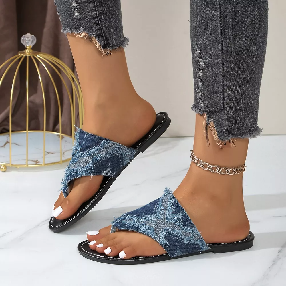 Star Thong Sandals with Frayed Detail, image 5