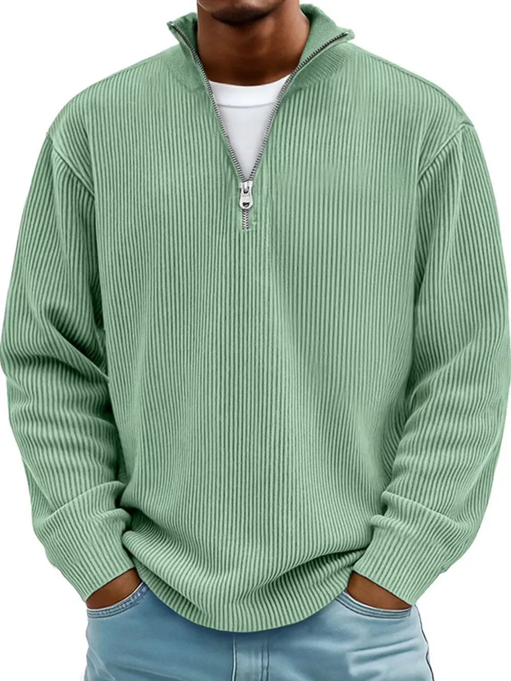 Men's Full Size Quarter-Zip Long Sleeve Sweatshirt Plus Size, image 11
