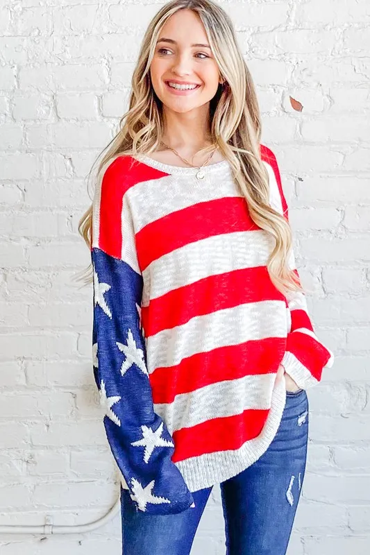 American Flag Long Sleeve Sweater, image 8