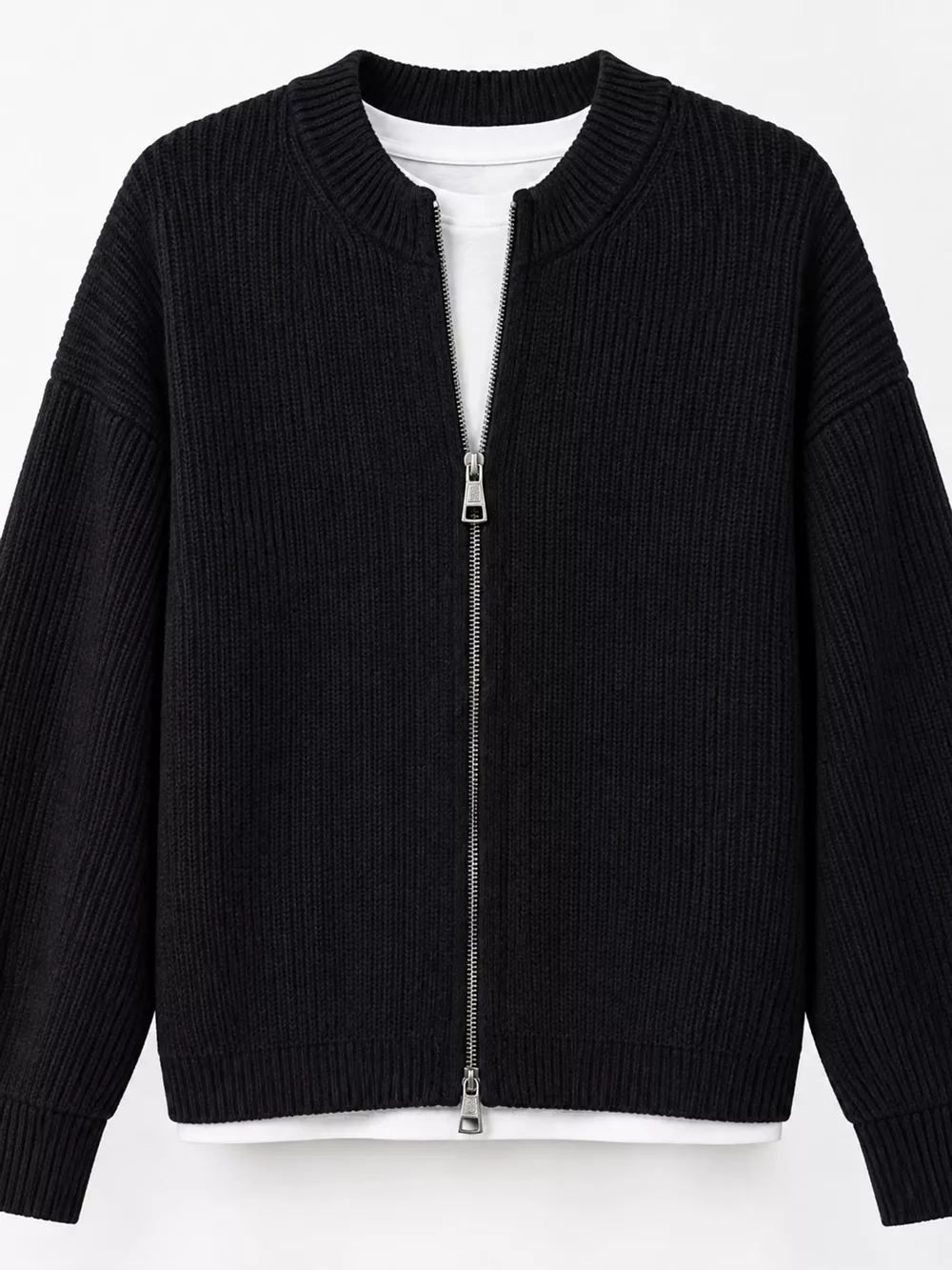 Zip Up Dropped Shoulder Cardigan, image 5