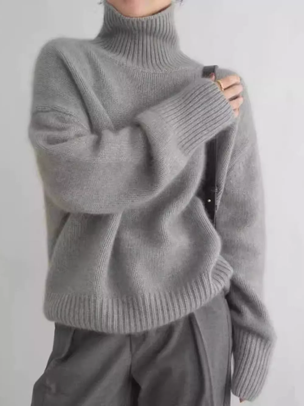Turtleneck Dropped Shoulder Sweater