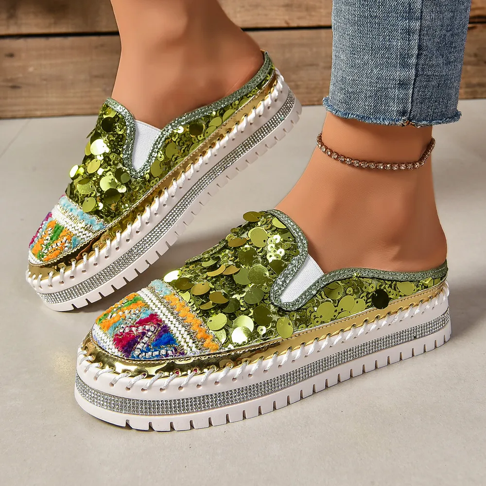 Sequin Round Toe Platform Loafers, image 24
