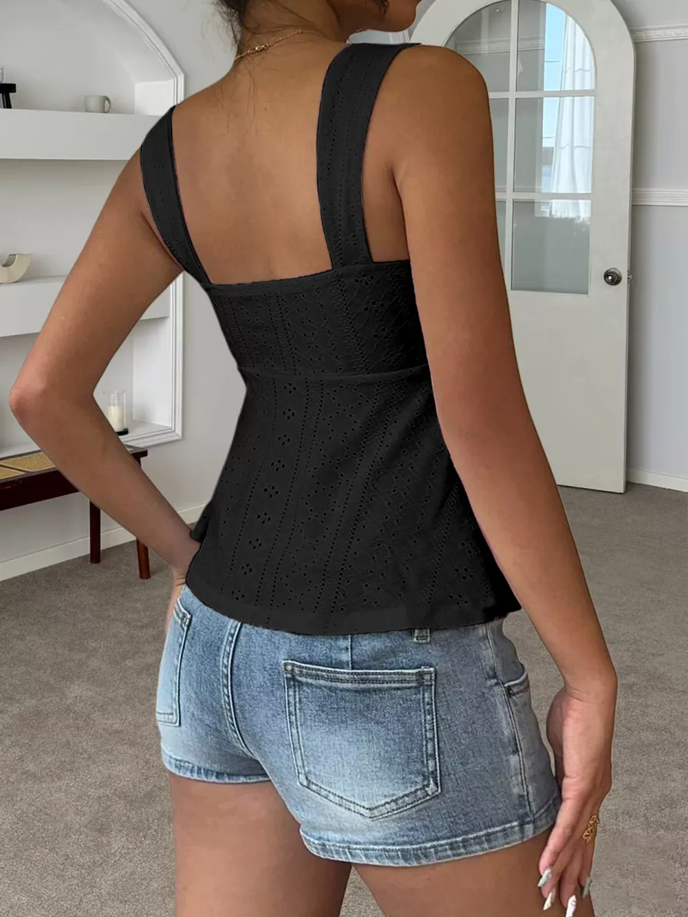 Eyelet Embroidered Drawstring Cami Top, image 11