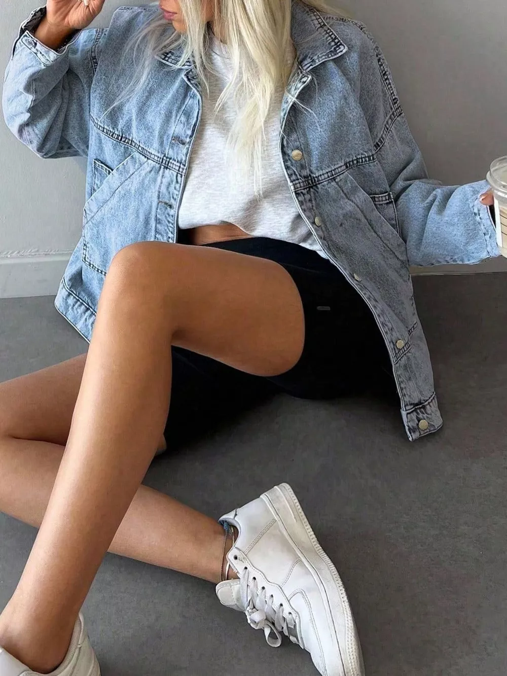 Button Up Dropped Shoulder Denim Jacket, image 4