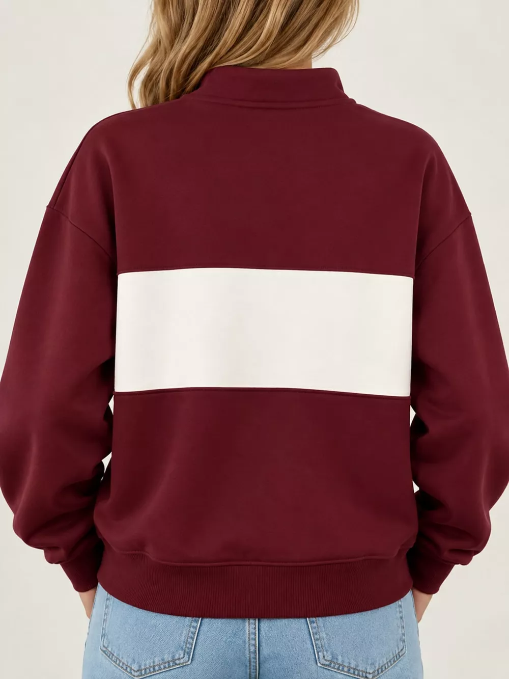 Full Size Color Block Snap-Button Sweatshirt Plus Size, image 8