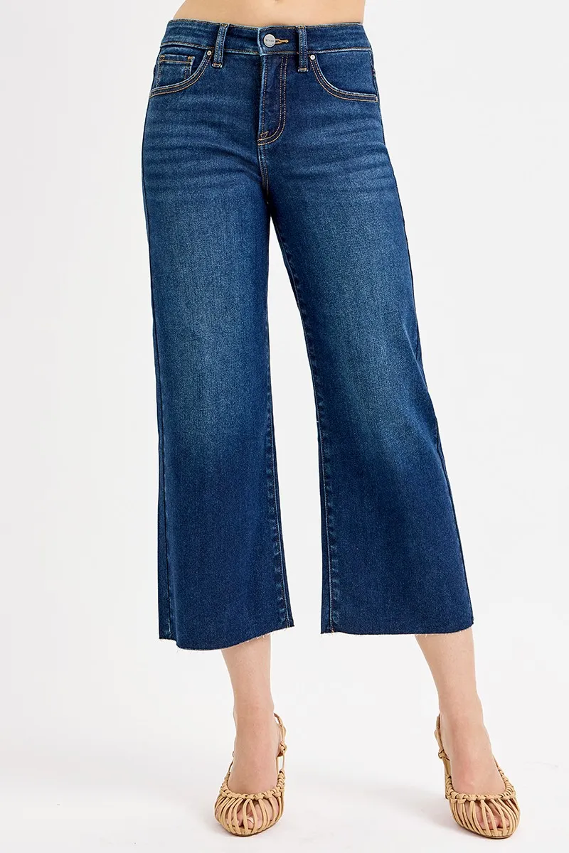Full Size Tummy Control High Rise Crop Wide Jeans Plus Size, image 7