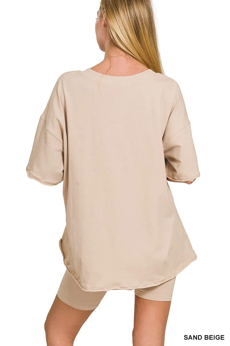 Cotton V-neck Top & Biker Shorts Set, image 3