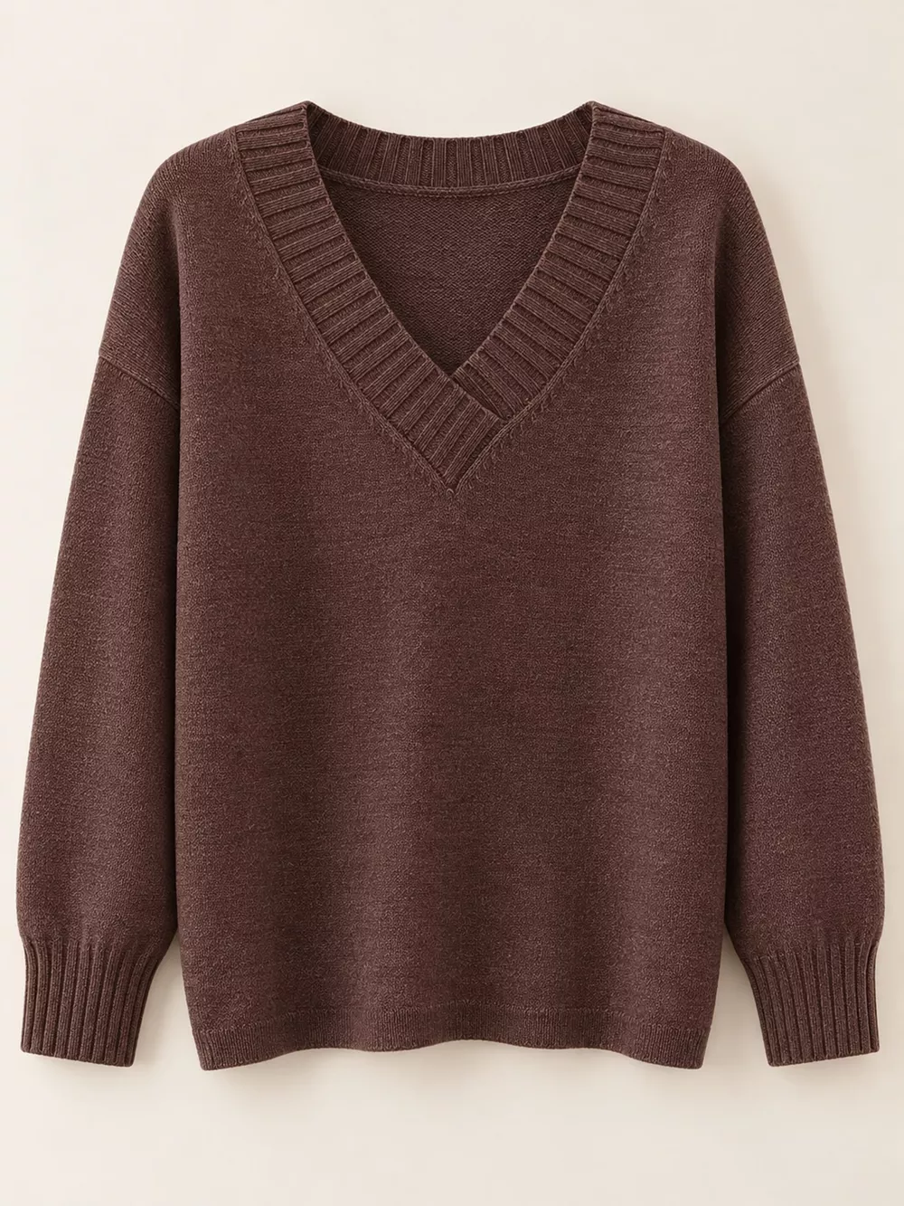 Full Size V-Neck Dropped Shoulder Sweater Plus Size, image 4