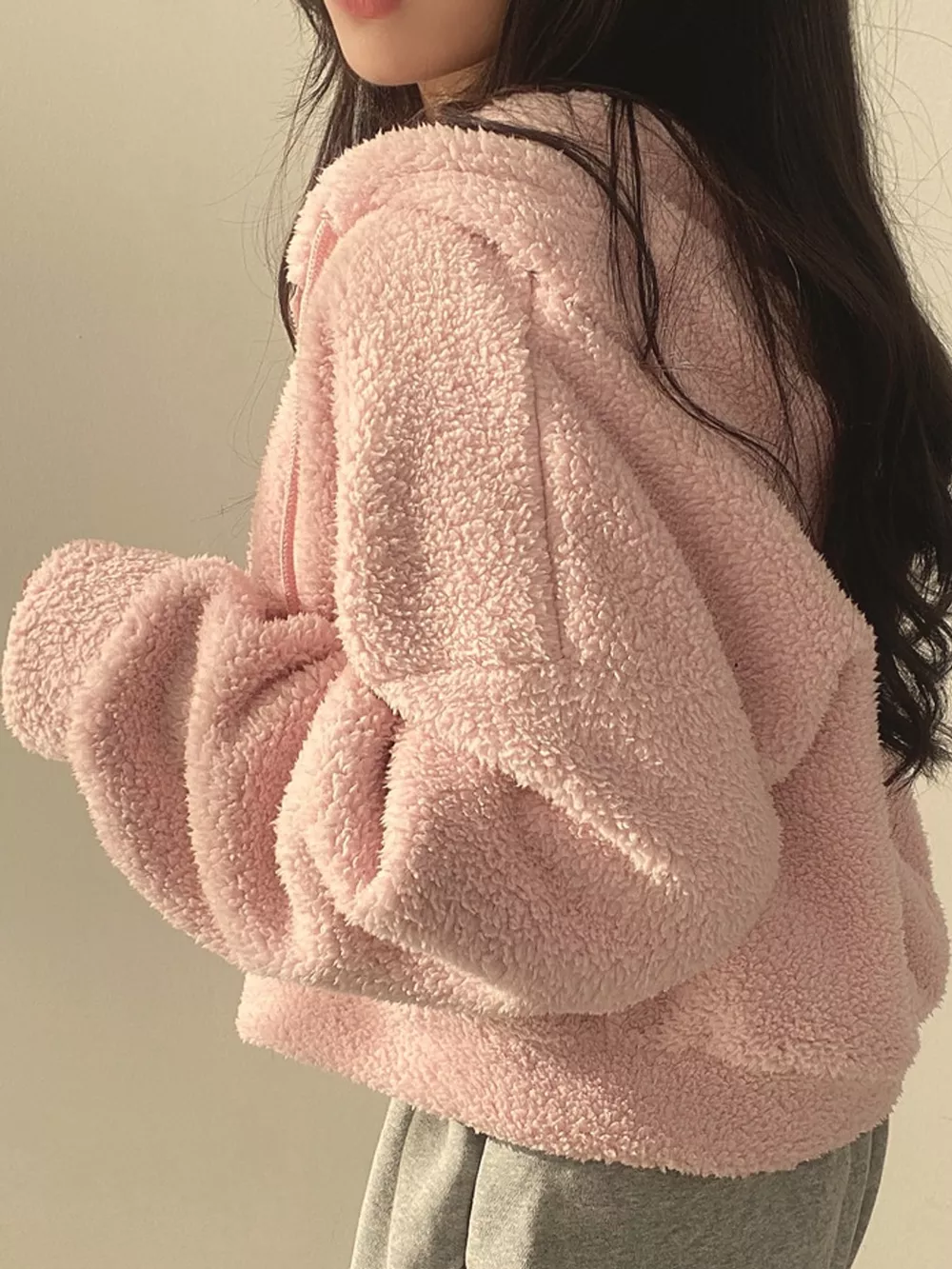 Oversized Sherpa Zip-Up Hoodie, image 10