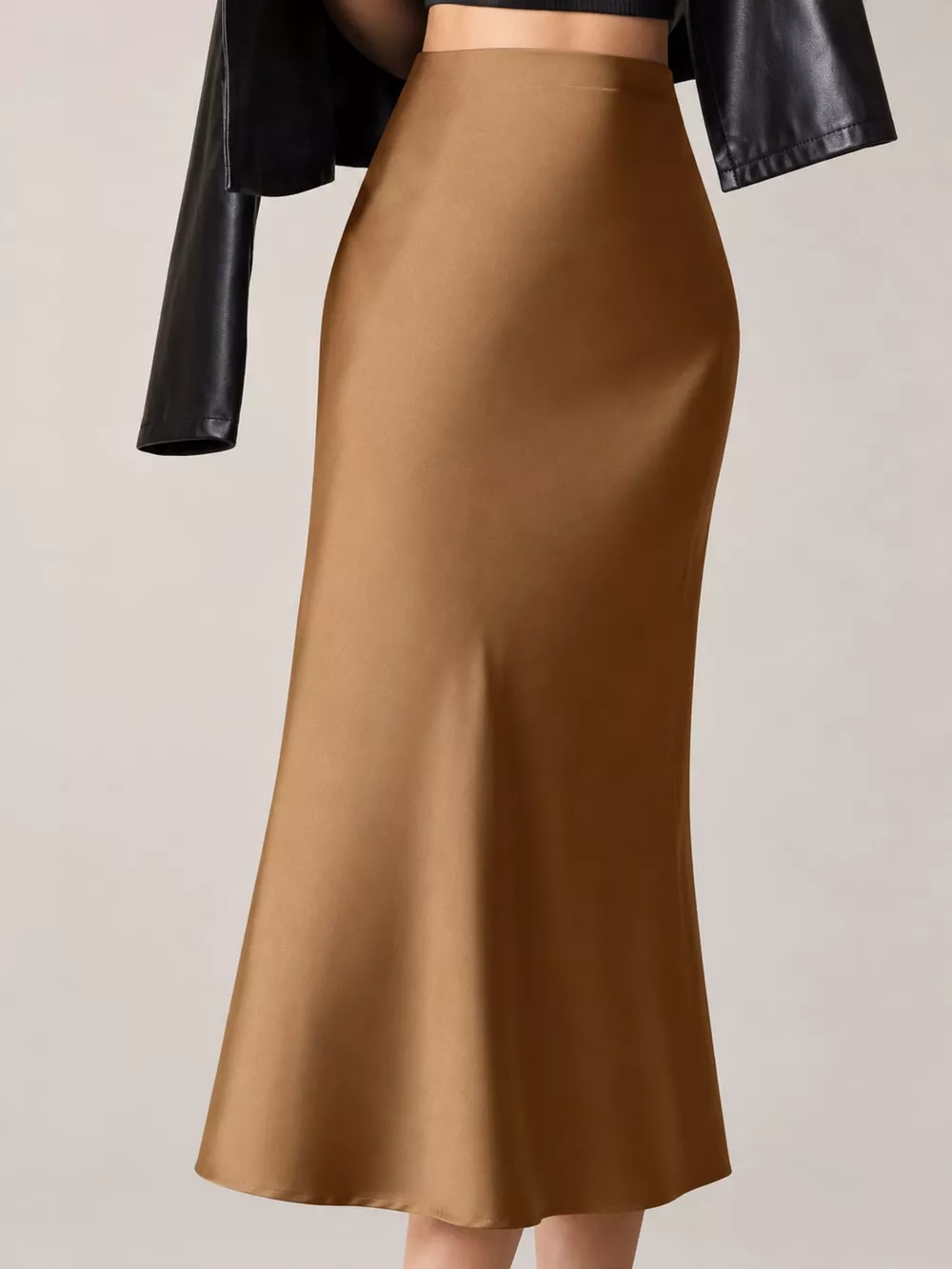 High-Waisted Satin Midi Skirt, image 28