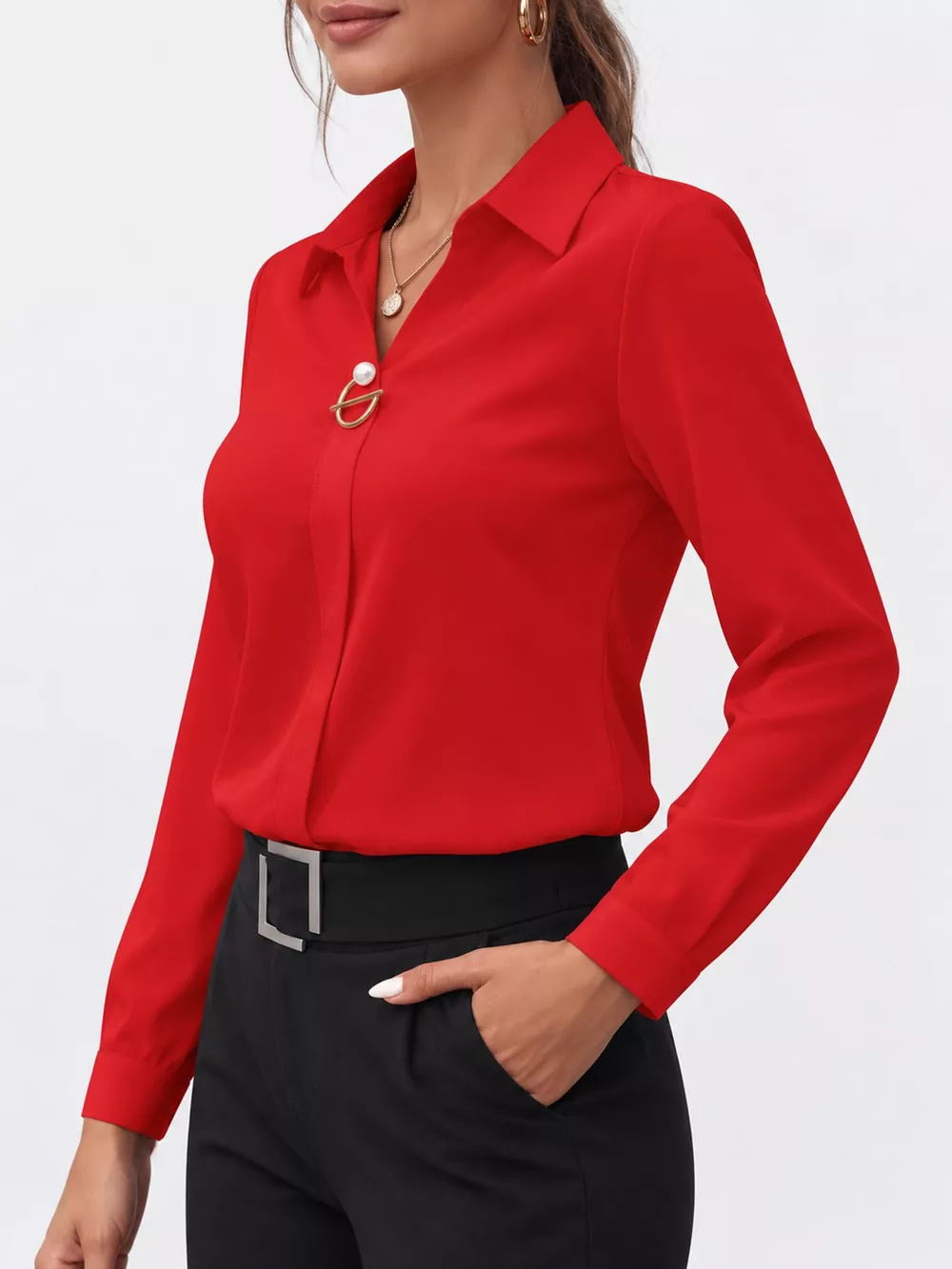 Long Sleeve Satin Blouse, image 16