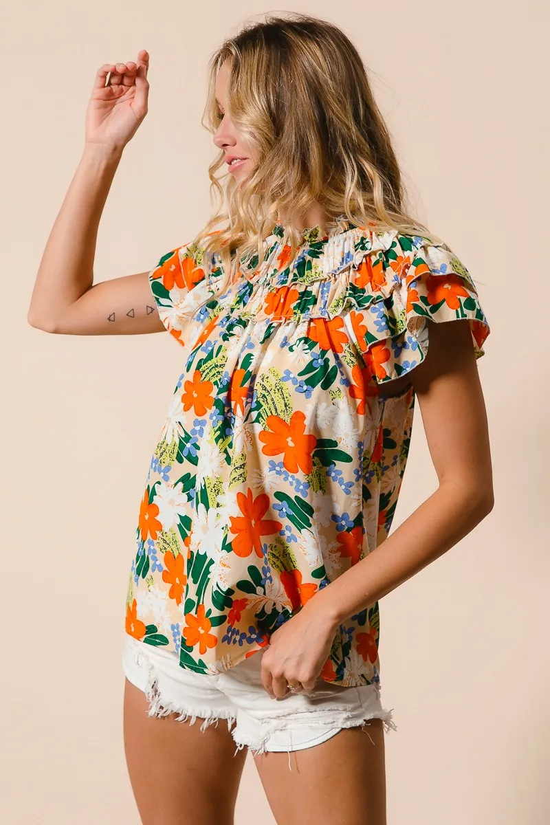 Multi Color Floral Print Woven Top, image 19